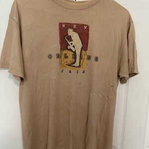 Vintage New Orleans Jazz Tan (AAA Tag Alstyle apparel activear Tee) (few holes)